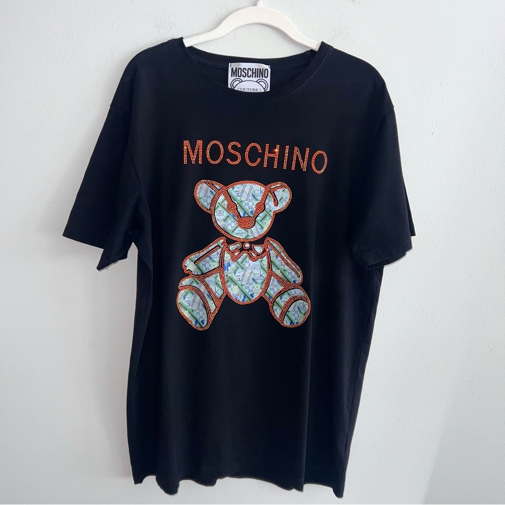 Moschino Black T-Shirt with Bear Design